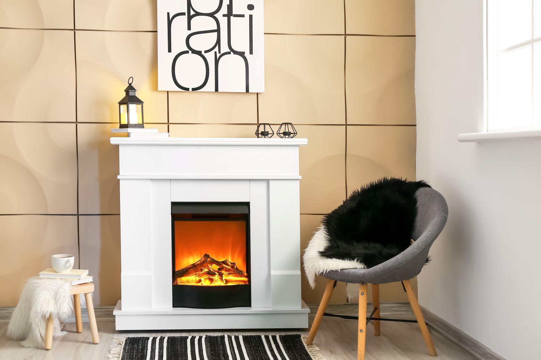 Electric fire in trendy living room