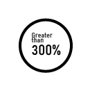 Greater than 300 percent efficiency icon